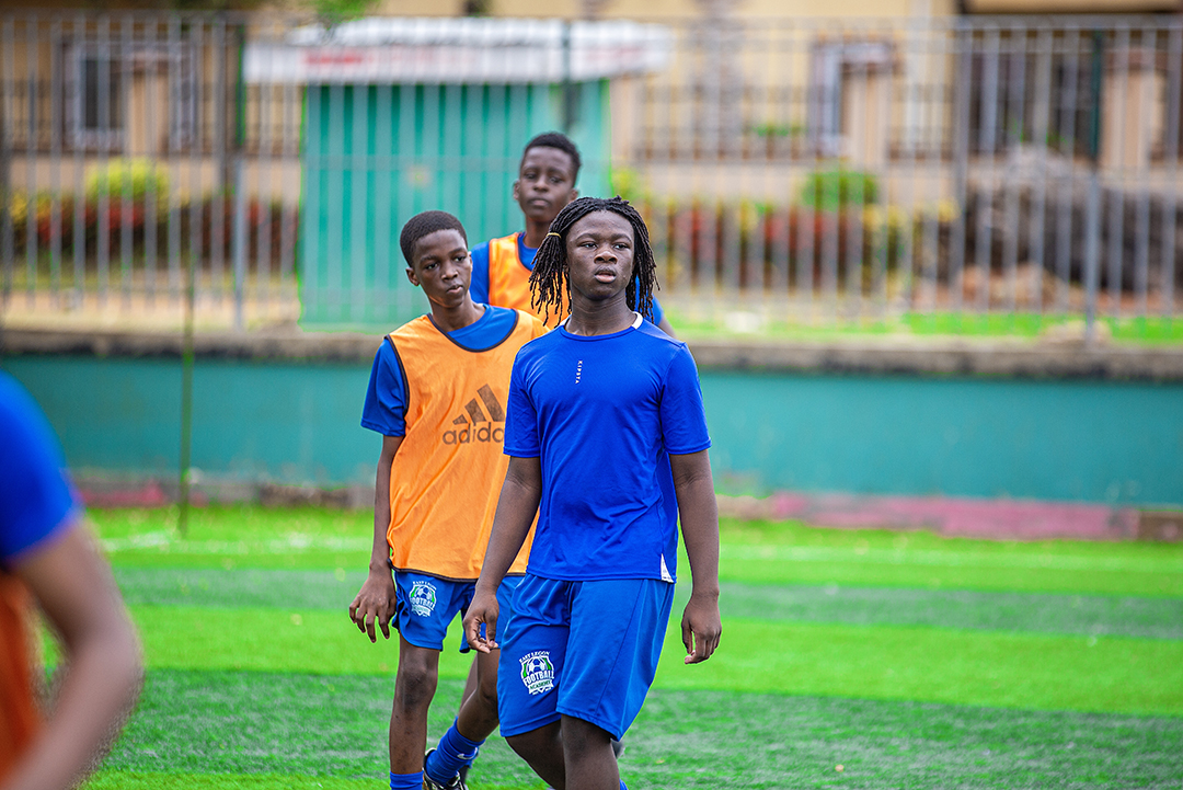 Academy players training on the pitch